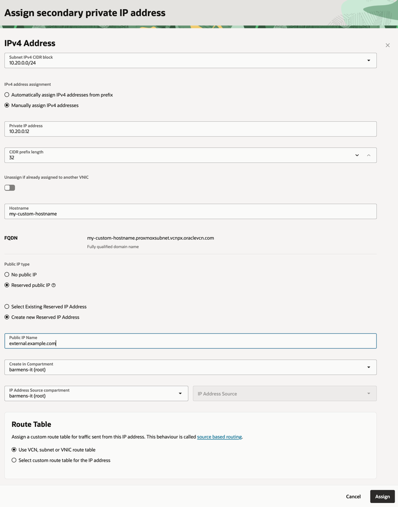 Assigning a secondary private IP with a reserved public IP
